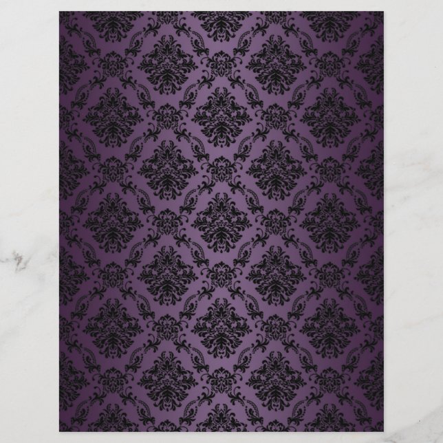 Plum Baroque Black Lace Pattern Paper (Front)
