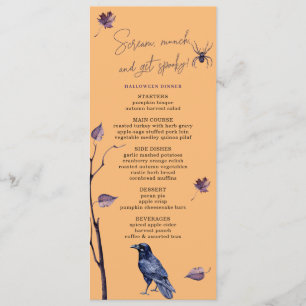 PLUM BLACK CROW SPIDER AUTUMN LEAVES HALLOWEEN  MENU
