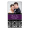 Plum Black Damask Photo Wedding Labels