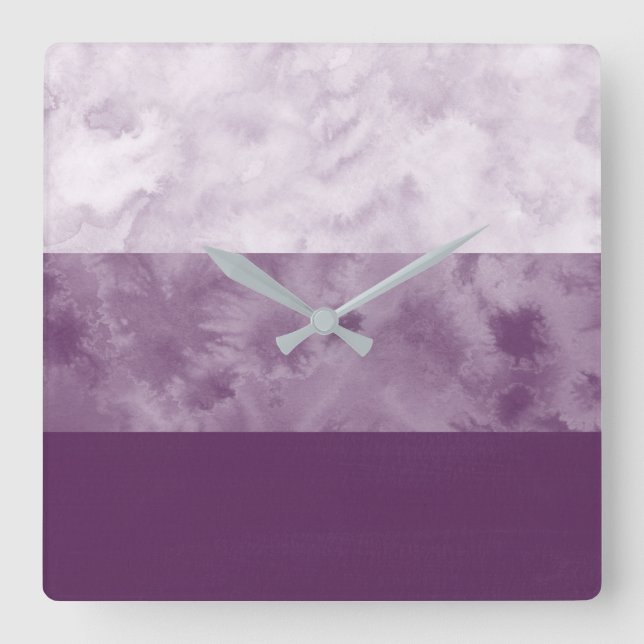 Plum Block Stripes Square Wall Clock (Front)