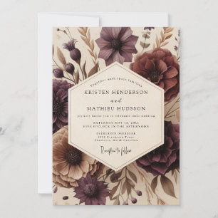 Plum Bloom Autumn Romance Wedding Invitation