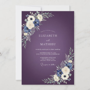 Plum Bloom Floral Wedding Invitation