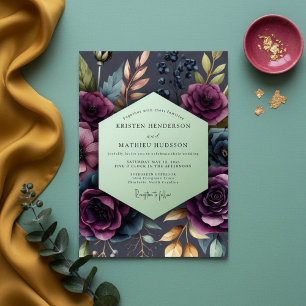 Plum Bloom Moody Wedding Invitation