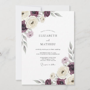 Plum Bloom Romance Wedding Invitation