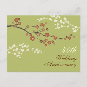Plum Blossom Anniversary Party Invitation L-Green