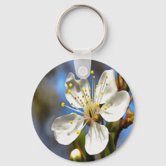 Plum Blossom Botanical Art Key Ring