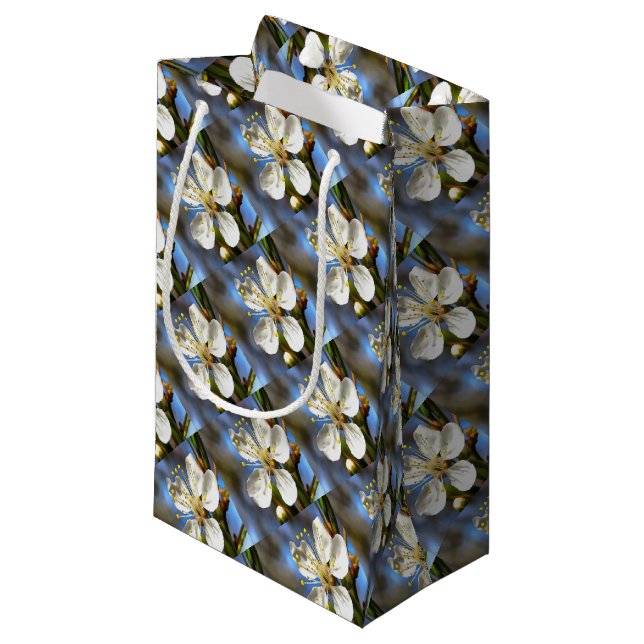 Plum Blossom Botanical Art Small Gift Bag (Front Angled)