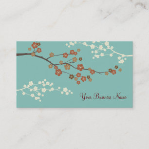 Plum Blossom Custom Business Card Teal Blue