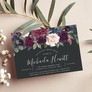 Plum Blossom Fall Winter Floral Bridal Shower Invitation