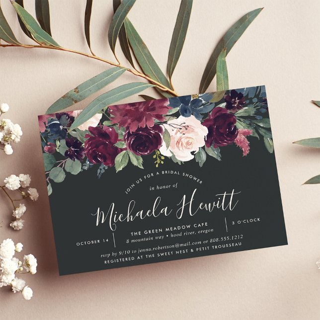 Plum Blossom Fall Winter Floral Bridal Shower Invitation (Creator Uploaded)