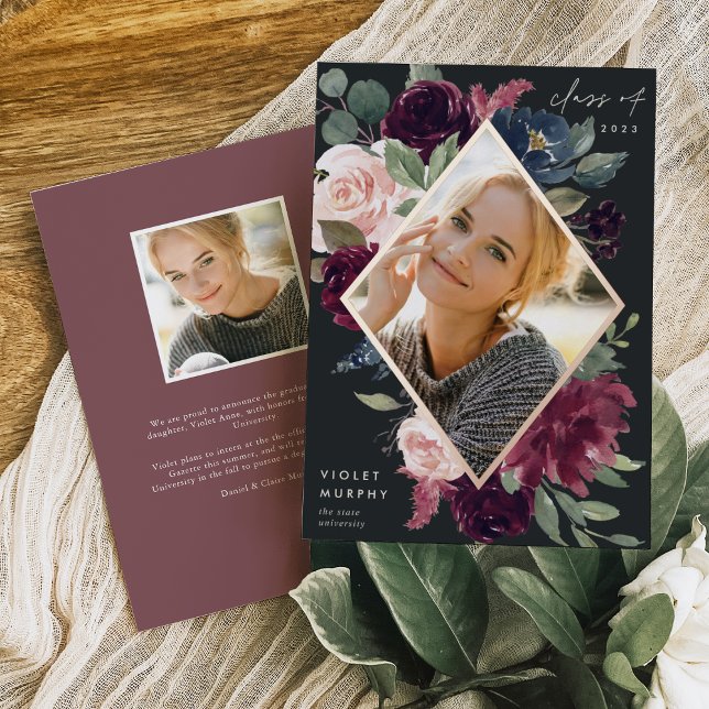 Plum Blossom | Foil Photo Graduation Announcement (Creator Uploaded)