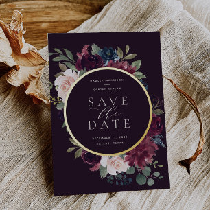 Plum Blossom Foil Save the Date Card