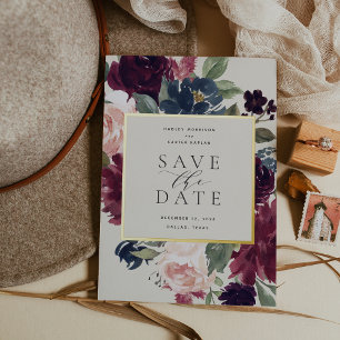Plum Blossom Foil Save the Date Card