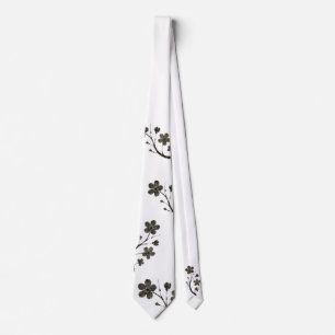 Plum Blossom Line Art – Botanical Tie