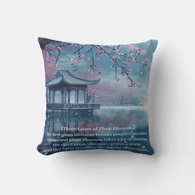 Plum Blossom Pavilion Lake Cushion (Front)