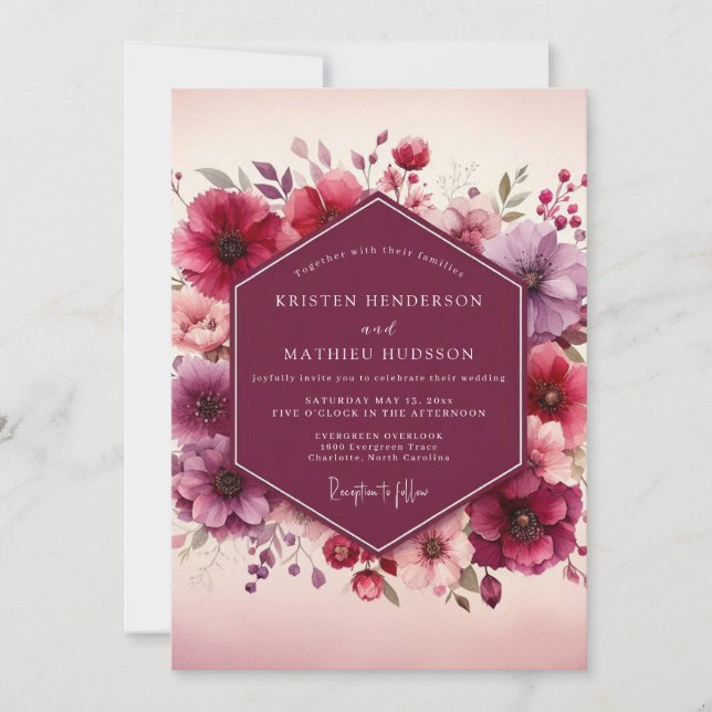 Plum Blossom Romance Wedding Invitation (Front)