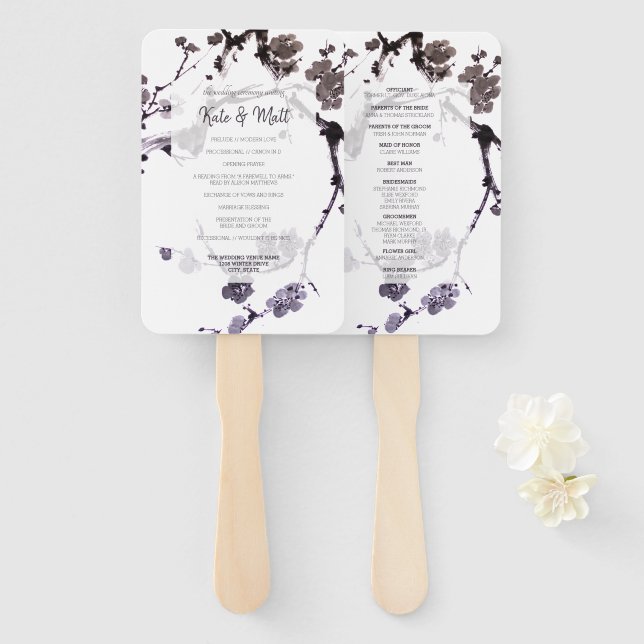 Plum blossom sumie hand fan (Front and Back)