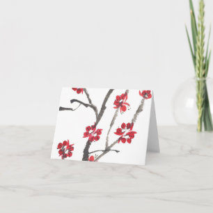Plum Blossom Watercolor Thank You Card