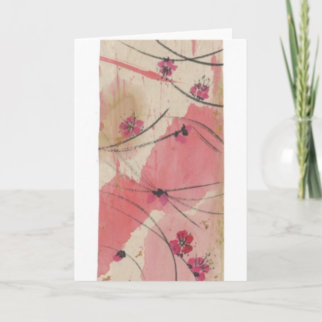 Plum Blossoms Long Blank Card (Front)