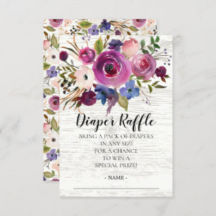 Plum & Blue Baby Shower Diaper Raffle Ticket Invitation
