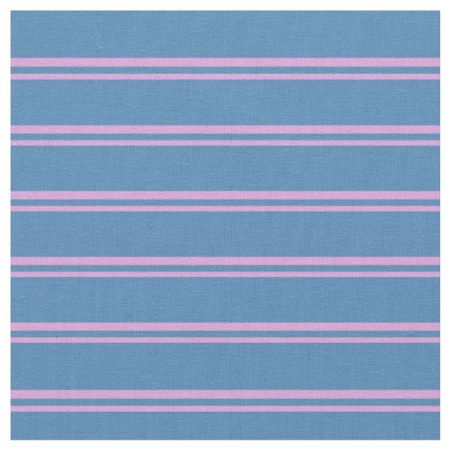 Plum & Blue Coloured Stripes/Lines Pattern Fabric (Close Up)