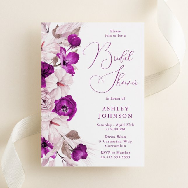 Plum & Blush Floral Bridal Shower Invitation (Creator Uploaded)