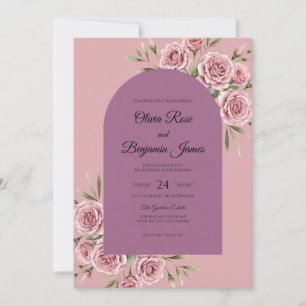 Plum Blush Vine Wedding Invitation