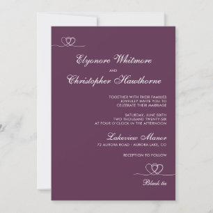 Plum Bold Elegant Chic Calligraphy Wedding Invitation