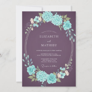 Plum Bold Moody Botanical Wedding Invitation