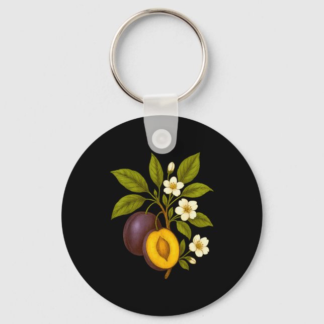 Plum Botanical Fruit Graphic Orchard Farm Nature A Key Ring (Front)