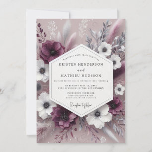 Plum Botanical Whimsical Wedding Invitation