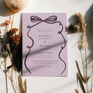 Plum Bow Frame Wedding Invitation