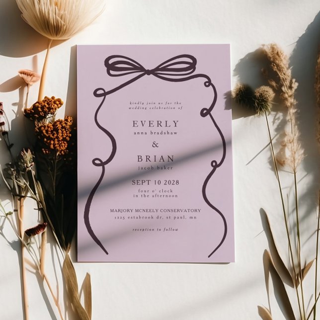 Plum Bow Frame Wedding Invitation (Creator Uploaded)