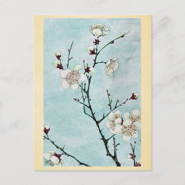 Plum branches with blossoms Ukiyo-e. Postcard (Front)