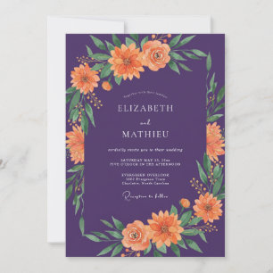 Plum Brilliant Botanical Wedding Invitation
