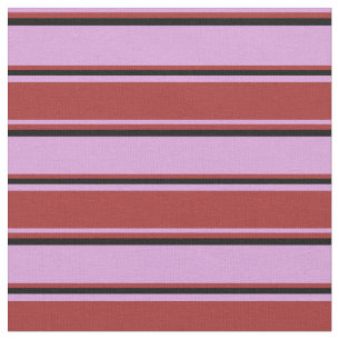 Plum, Brown & Black Coloured Lines Pattern Fabric