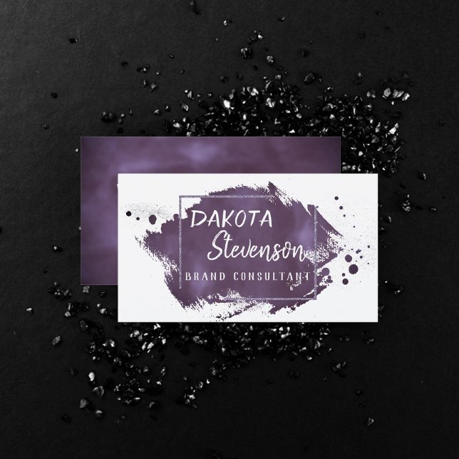 Plum Brush Stroke | Modern Purple Trendy Splatter Business Card (Creator Uploaded)