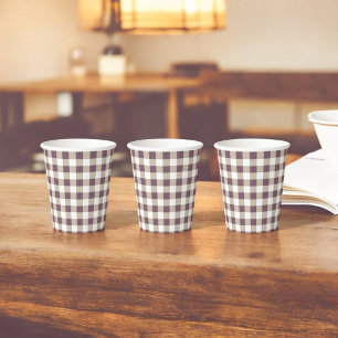 Plum Buffalo Plaid Holiday Paper Cups