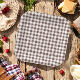 Plum Buffalo Plaid Holiday Paper Plate