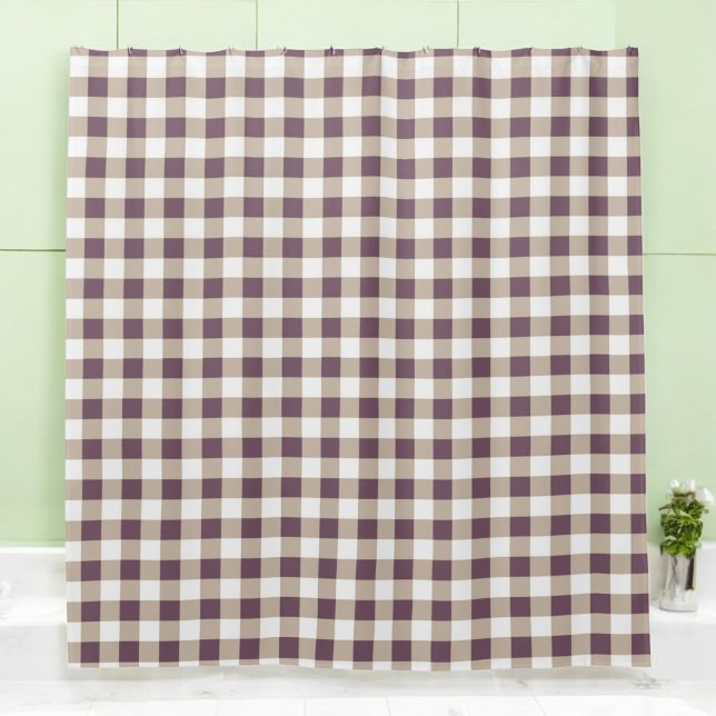 Plum Buffalo Plaid Shower Curtain for Holiday  (Creator Uploaded)