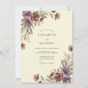 Plum Burgundy Painted Wedding Invitation
