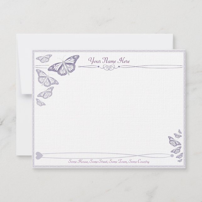 Plum Butterfly Correspondence Cards (Front)
