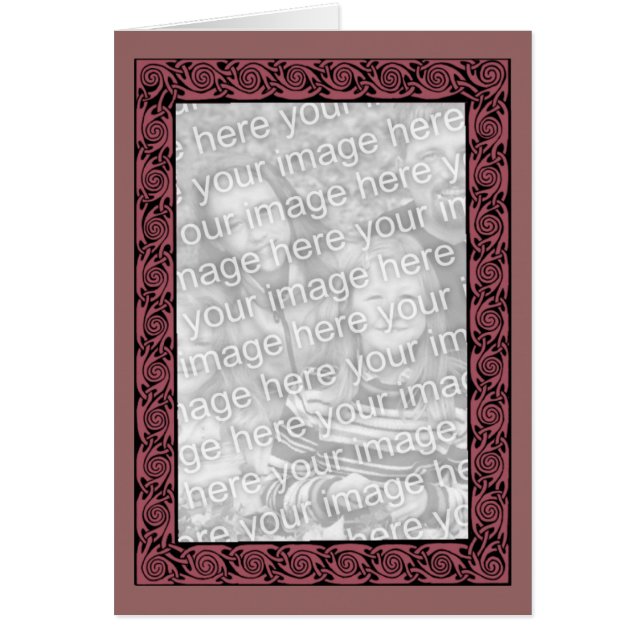 Plum Celtic Border Design Photo Card (Front)