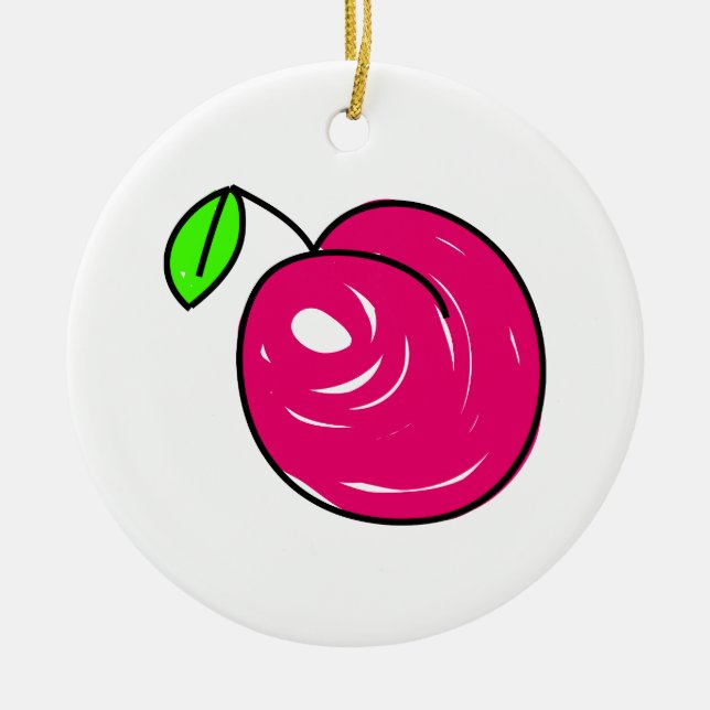 Plum Ceramic Tree Decoration (Front)