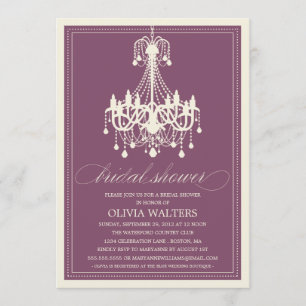 PLUM CHANDELIER BRIDAL SHOWER INVITATION