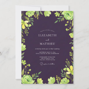Plum Chartreuse Vine Wedding Invitation