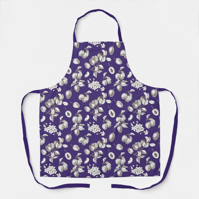 Plum Colour & Blossom Apron (Front)