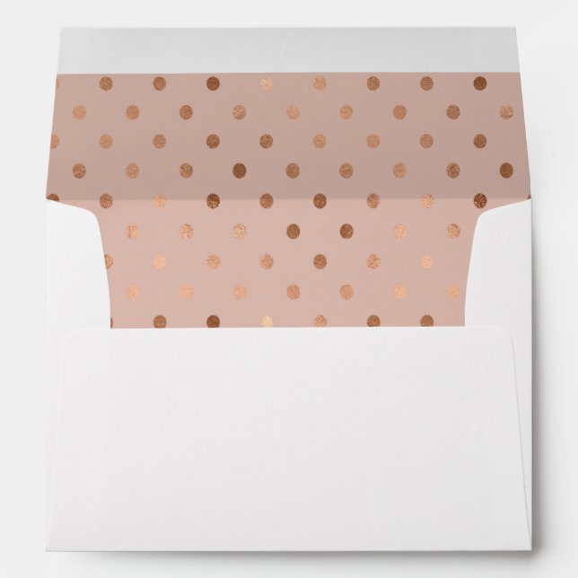 Plum Coloured Rose Gold Polka Dots Lined Envelopes (Back (Bottom))