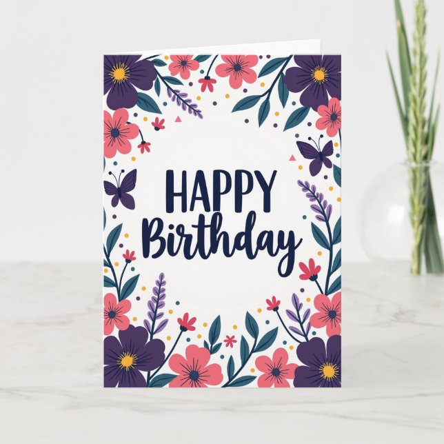 Plum Coral Birthday Card (Front)