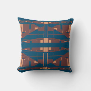 Plum Coral Turquoise Mediterranean Mosaic Abstract Cushion